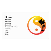 Palmiers au carte de visite de Yin Yang de coucher