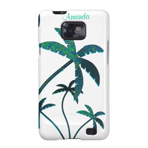 Palmiers de scintillement de turquoise sur le blan coque samsung galaxy SII
