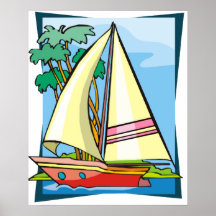 Palmiers et voilier posters