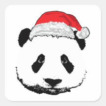 Panda de Noël Autocollant Carré