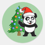 Panda du père noël adhésif rond