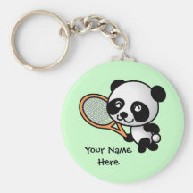 Panda jouant au tennis Customizeable Keychain Porte-clefs