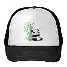 Panda mangeant le bambou casquettes