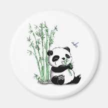 Panda mangeant le bambou magnets pour réfrigérateur