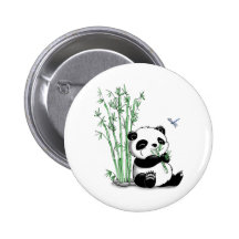 Panda mangeant le bambou pin's avec agrafe