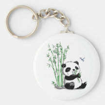 Panda mangeant le bambou porte-clef