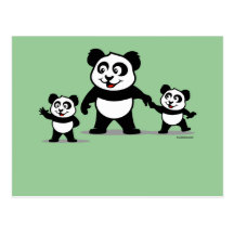 Panda mignon avec deux bébés cartes postales