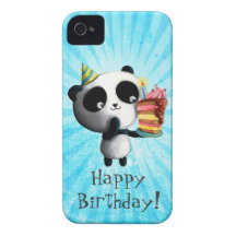 Panda mignon d'anniversaire avec le gâteau coques Case-Mate iPhone 4