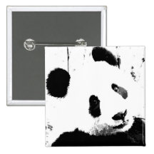 Panda noir et blanc badge avec épingle