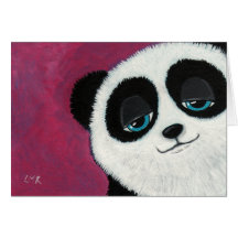 Panda sur le rose - carte de voeux