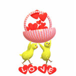 Panier de coeurs d'amour de poussins de Valentine Découpage En Acrylique