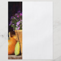 Panier des asters avec le citrouille et la courge tract