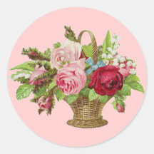 Panier rose de fleur de cru autocollant