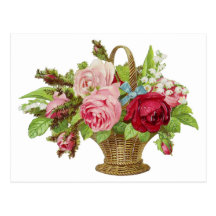 Panier rose de fleur de cru carte postale