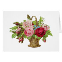Panier rose de fleur de cru cartes
