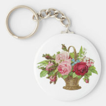 Panier rose de fleur de cru porte-clés