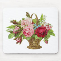 Panier rose de fleur de cru tapis de souris