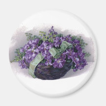 Panier vintage de violettes magnets