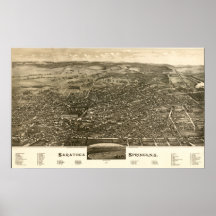 Panorama antique de Saratoga Springs New York 1888 Posters