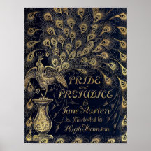 Paon antique de fierté et de préjudice de Jane Aus Affiche