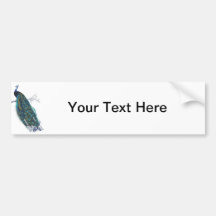 Paon bleu avec de belles plumes de queue autocollant pour voiture