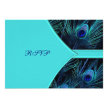 Paon bleu turquoise royal épousant RSVP Invitation Personnalisable