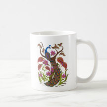 paon brodé tasses à café