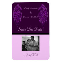 Paon de henné (faites gagner la date) (la violette magnet rectangulaire
