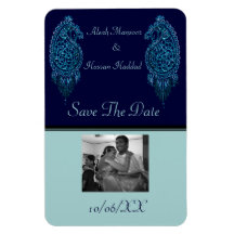 Paon de henné (faites gagner la date) (le bleu) magnet souple