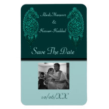 Paon de henné (turquoise) (faites gagner la date) magnets rectangulaire