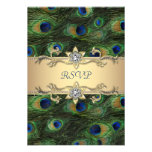 Paon indien royal vert RSVP d'or vert Cartons D'invitation Personnalisés