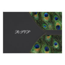 Paon noir épousant RSVP Invitations