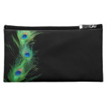 Paon noir et vert pochette à maquillage