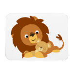 Papa affectueux mignon de lion de bande dessinée e magnets