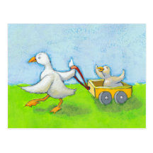 Papa - bébé de canard de papa de père dans l'art m carte postale