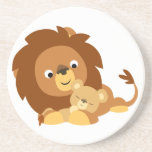 Papa de lion de bande dessinée et caboteur affectu dessous de verres