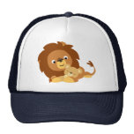 Papa de lion de bande dessinée et chapeau affectue casquettes