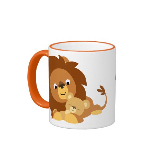 Papa de lion de bande dessinée et tasse affectueux