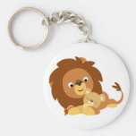 Papa et CUB affectueux mignons Keychain de lion de porte-clés