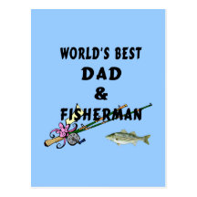 Papa et pêcheur carte postale