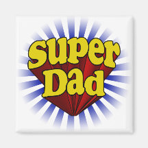Papa superbe, super héros rouge/jaune/bleu aimants
