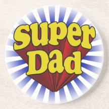 Papa superbe, super héros rouge/jaune/bleu dessous de verres