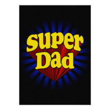 Papa superbe, super héros rouge/jaune/bleu invitations personnalisées