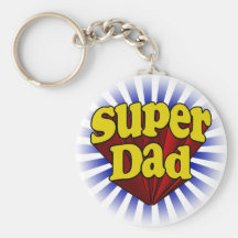 Papa superbe, super héros rouge/jaune/bleu porte-clefs