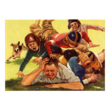 Papa vintage jouant les enfants du football W et l Invitations