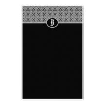 Papeterie argentée noire de damassé de monogramme papiers à lettres