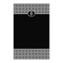 Papeterie argentée noire de damassé de monogramme papiers à lettres