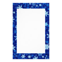 Papeterie bleue de flocons de neige papier à lettre personnalisé