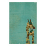 Papeterie bleue de girafes de Boho Papier À Lettre Personnalisé