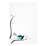 Papeterie bleue d'inséparable papier à lettre personnalisable